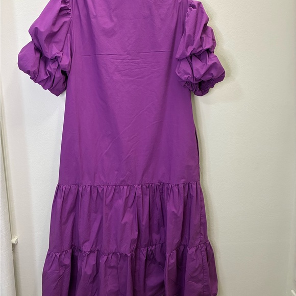 English Factory Purple Midi Dress with Puff Sleeves - Picture 6 of 8